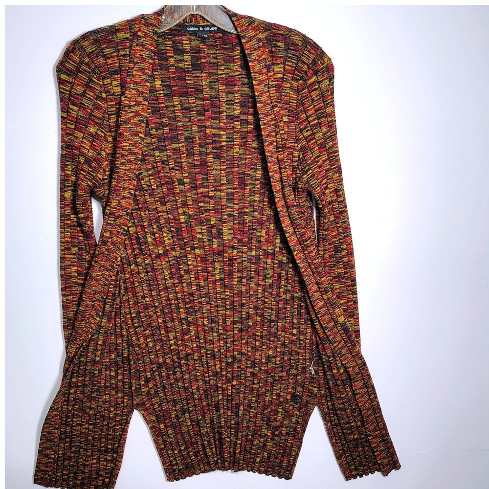 Cable & Gauge women Knit XL Open Front Duster Cardigan Sweater Knit Multicolor - Picture 3 of 10